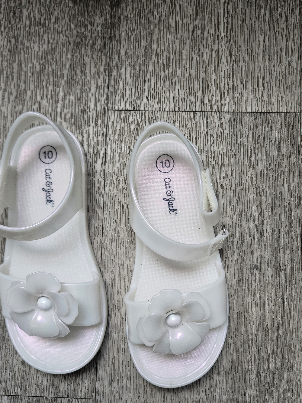 Cat & Jack White Girls' Floral Jelly Sandals Size 10